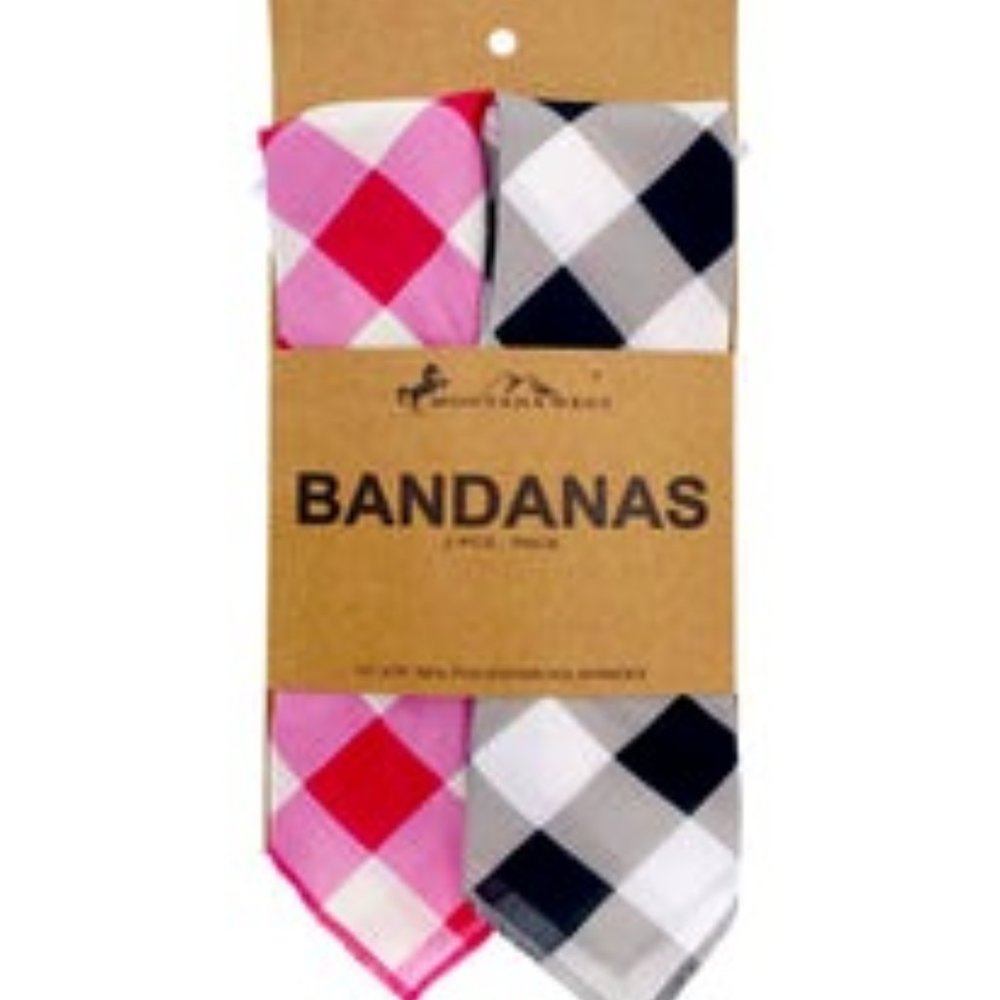 NWT WOMANS 2 PACK PINK & BLACK CHECKERED BANDANAS